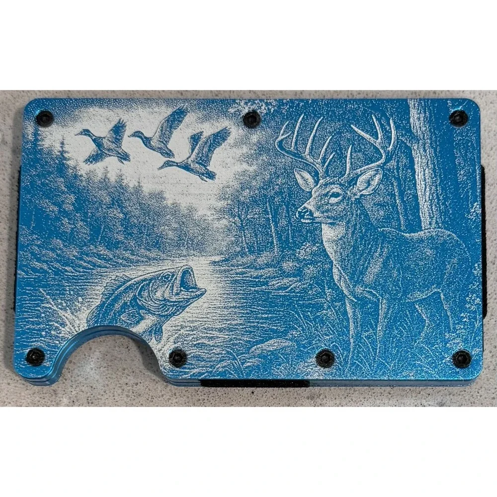 Wildlife Laser Engraved Thin Metal RFID Blocking Wallet Slim Profile